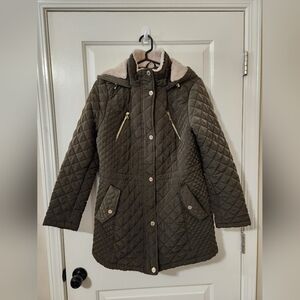Laundry By Shelli Segal Olive Quilted Puffer Jacket